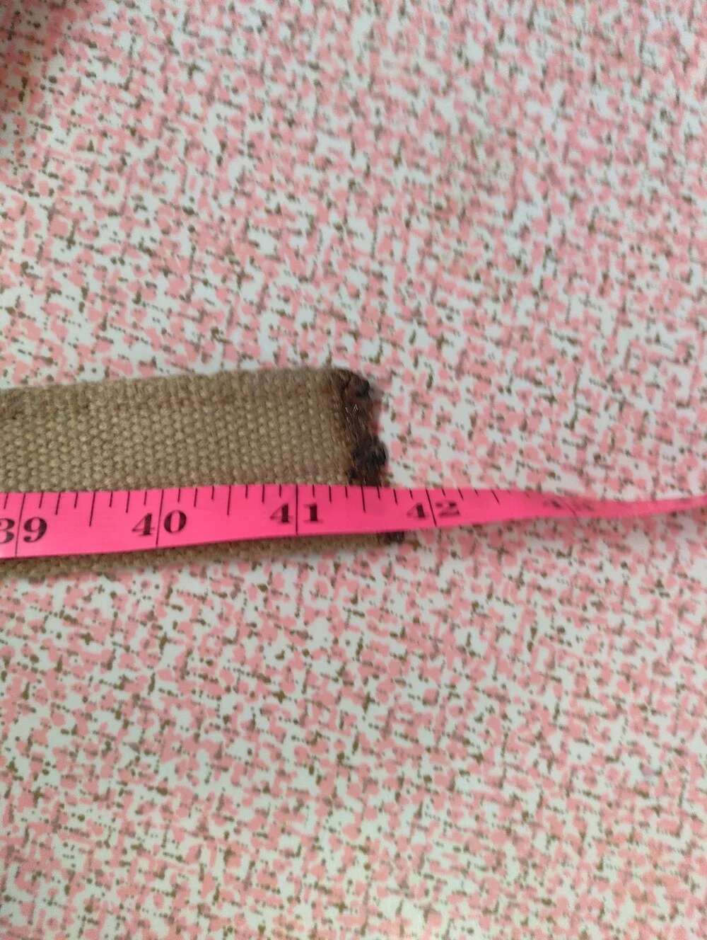 Vintage Tan Canvas Webbed D-Ring Belt Adjustable Military Style 41 Inch